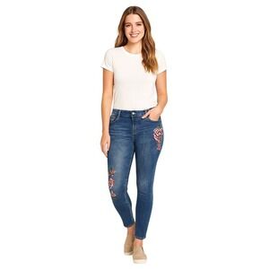 Kensie Jeans‎ Blue Denim Embroidered Floral Skinny Fit 10/30 Streetwear 67-39